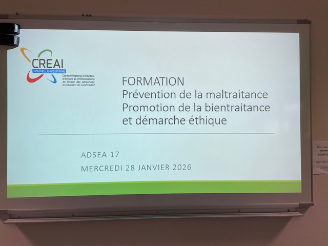 présentation écran formation sur la prévention de la maltraitance